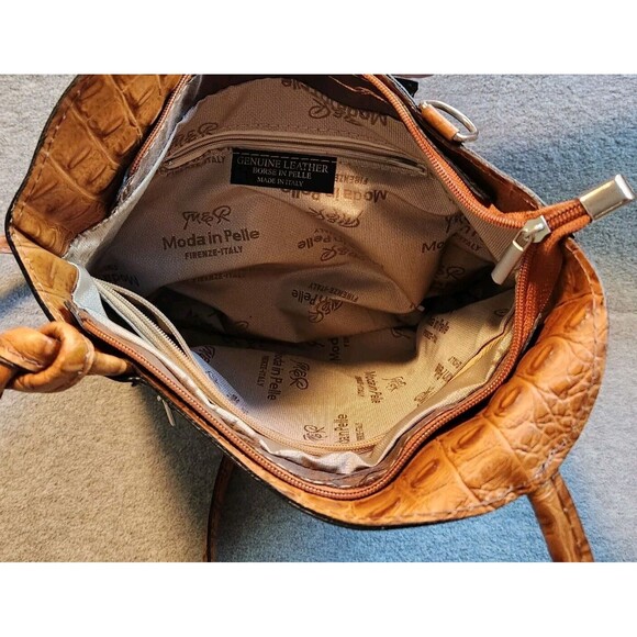 M&R Genuine Leather Moda in Pelle  Ostrich Pattern Tote Shoulder Bag and Wallet - Picture 4 of 11